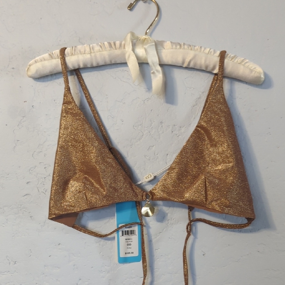 Beach Bunny Glittering Gold Bikini Top